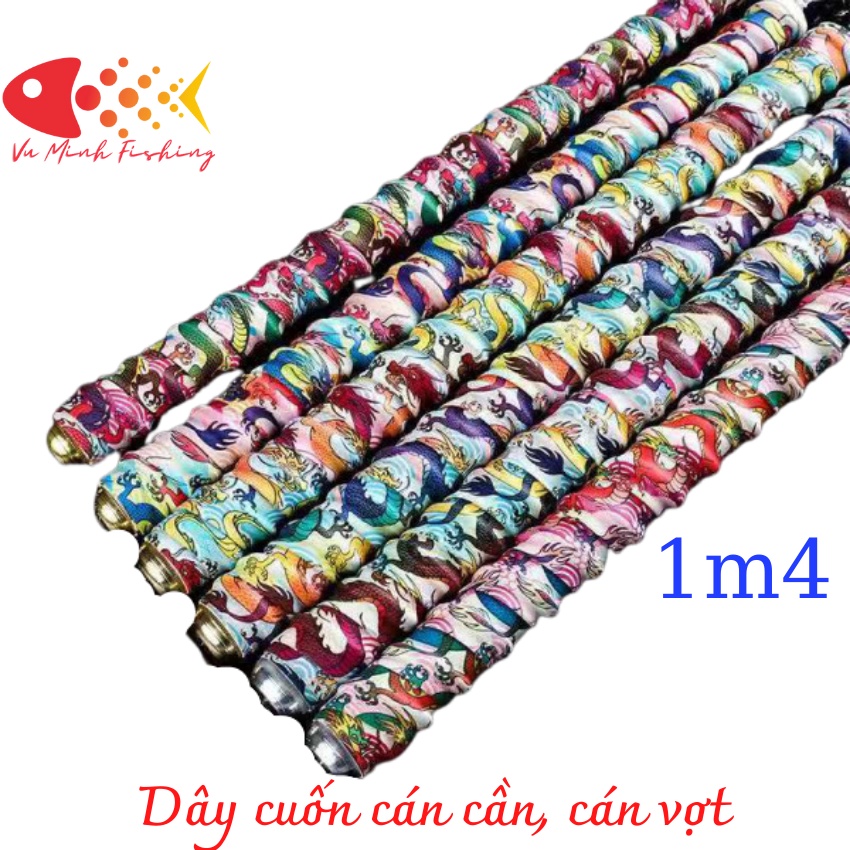 Cuốn Cán Cần Câu, Cuốn Cán Vợt, Dụng Cụ Thể Thao Dã Ngoại Dài 1m4, Họa Tiết Hình Rồng Sắc Nét, Thấm Hút Mồ Hôi
