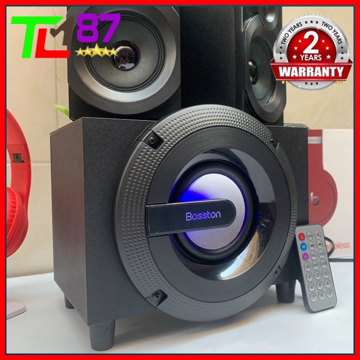 Loa Máy Vi Tính Đèn LED Bluetooth Bass Công Suất Lớn 2.1 BOSSTON T-3700BT - Loa Nghe Nhạc PC Laptop Để Bàn Mini Có Dây