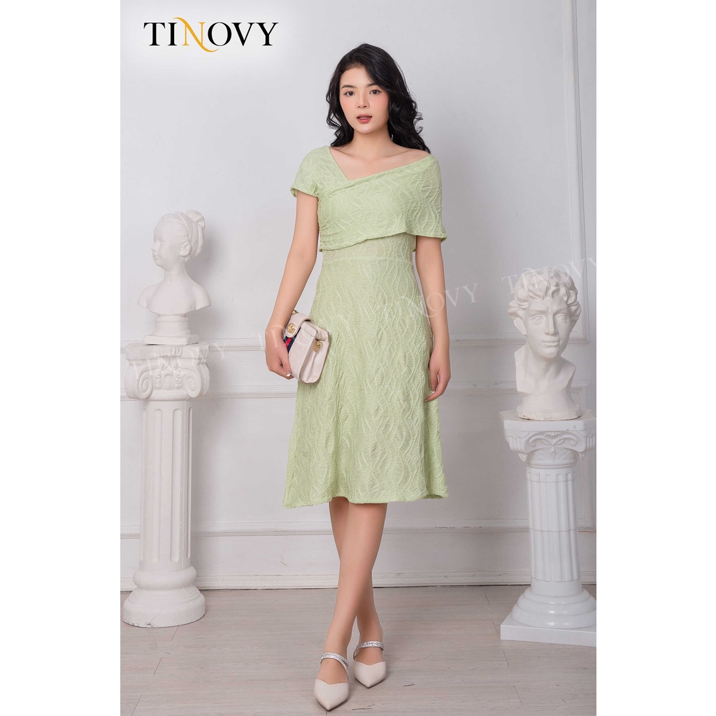 Đầm Vai Lệch Xòe TINOVY D2259