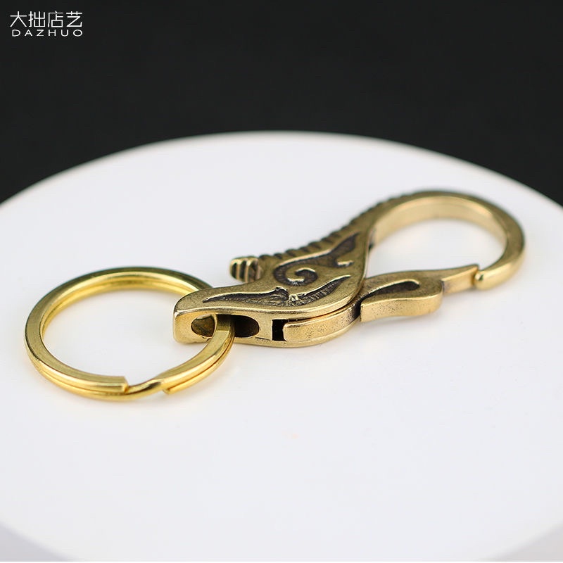 Móc khóa xe máy oto thiết kế đồng thau đúc đặc tặng kèm khoen đồng 28mm