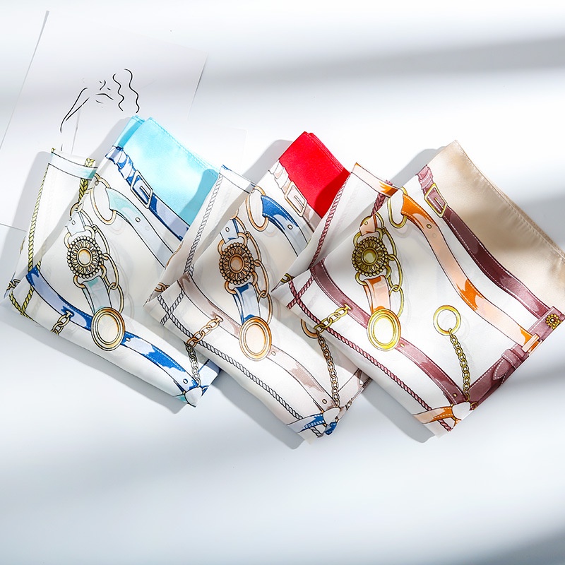 Khăn Choàng Cổ Hình Vuông Vải Lụa Mỏng Dáng Dài Phong Cách Hàn Quốc Thời Trang Thu Đông Cho Nữ