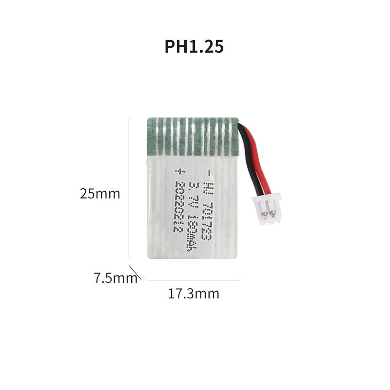 Pin Lipo 3.7V 701723 180mAh 20C jack cắm PH2.0 PH1.25 XH2.54 cho quadcopter, drone, flycam