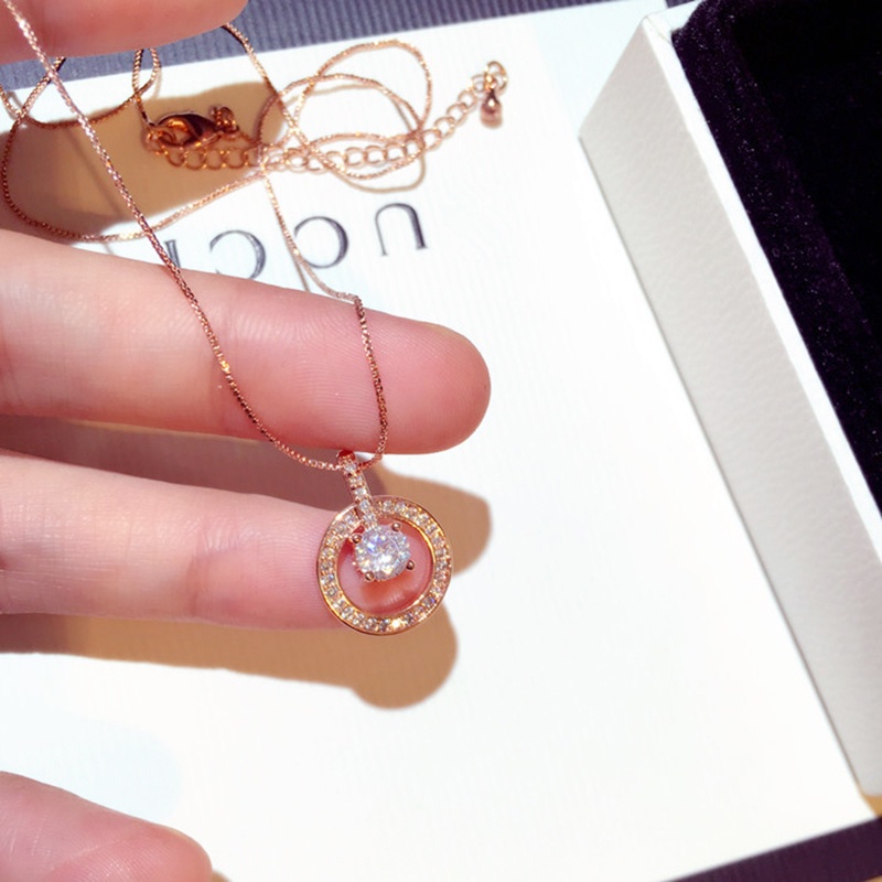 Vòng cổ hợp kim đính đá zircon phong cách thời trang 2 màu tùy chọn