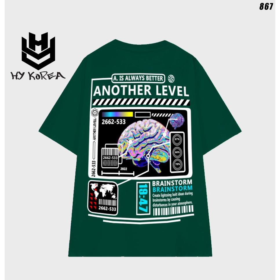 Áo Thun Tay Lỡ Nam nữ Cotton 100 Form Rộng HY KOREA Bộ não Another Level 867.