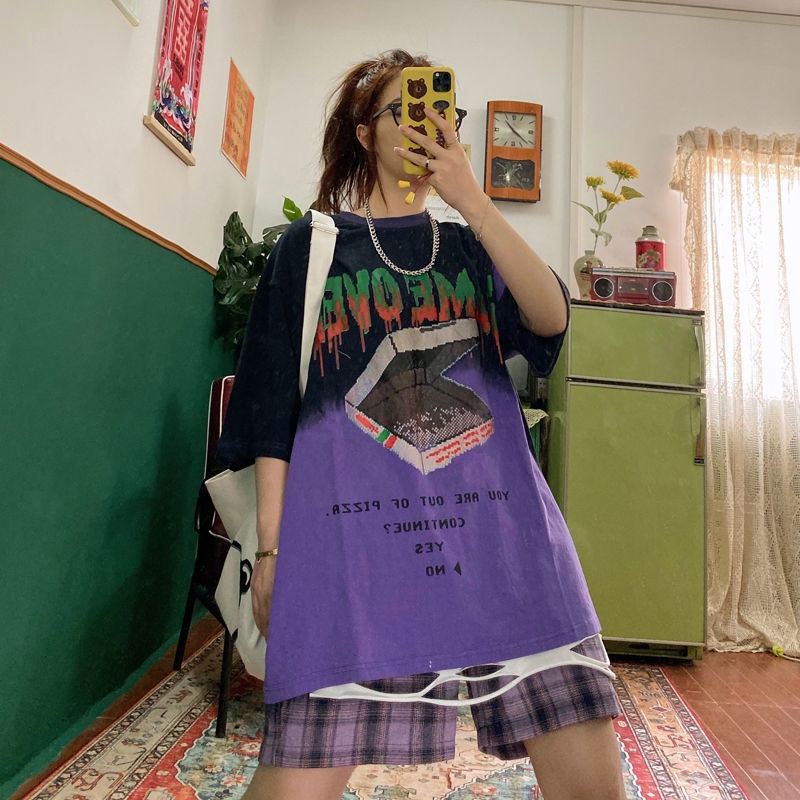 Áo thun tay ngắn thời trang nam nữ phong cách Hong Kong Hàn Quốc mùa hè 2021