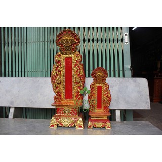 Bài vị thờ gia tiên-bài vị mặt phù-đồ thờ cúng gỗ mít 4 cỡ bài vị cao 41,51,61,67 - hàng chuẩn hình chuẩn