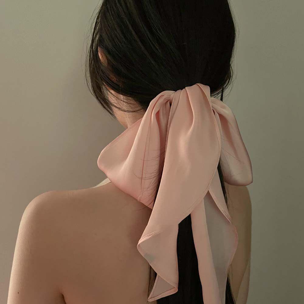 EXPEN Khăn Quàng Cổ Vải Satin Màu Sắc Trơn Phong Cách Hàn Quốc Cổ Điển Dành Cho Nữ