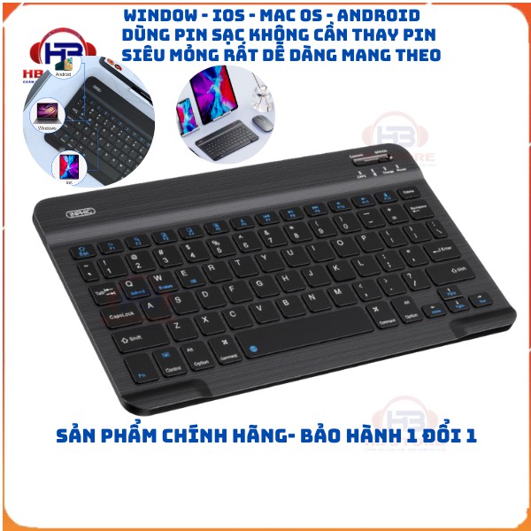 Bàn phím không dây bluetooth mini Inphic V750BS siêu mỏng pin sạc,dùng cho window macbook ios android