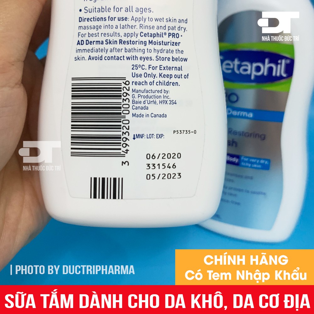 Sữa tắm dành cho da cơ địa, khô Cetaphil Pro AD Derma Skin Restoring Wash 295ml