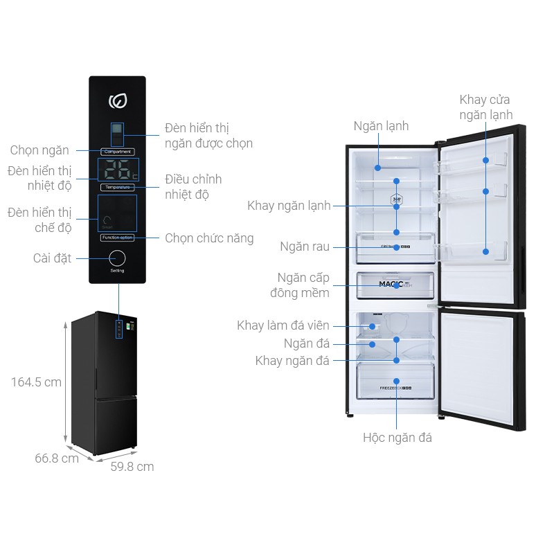 Tủ lạnh Aqua Inverter 292 lít AQR-B348MA(FB) (Miễn phí giao tại HCM-ngoài tỉnh liên hệ shop)
