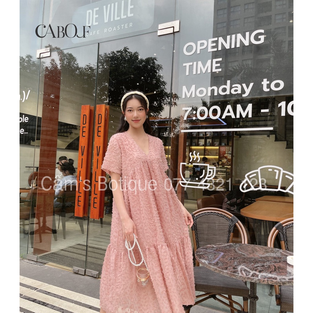 Váy Maxi Thiết Kế Cabouf Đẹp Dáng Suông Rộng Sang Chảnh , Đầm Dáng Chữ A Chất Voan Lông 2 Lớp Mịn Mát