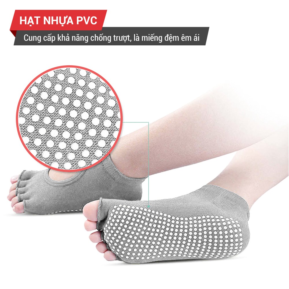 [Mã WABR1512 giảm 12% đơn 99K]Tất tập Yoga, múa ba lê chống trơn trượt hở ngón GoodFit GF002YS