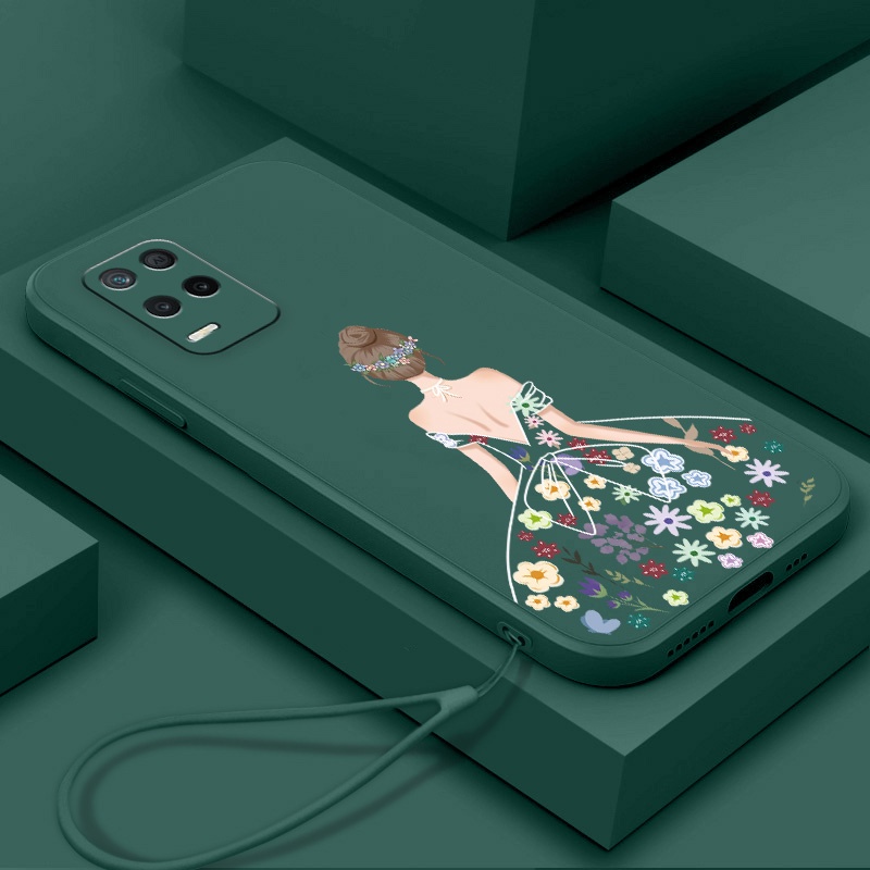 Ốp Điện Thoại TPU Silicon Mềm Họa Tiết Hoa Xinh Xắn Có Dây Đeo Cho oppo a54 a55 a74 a94 a95