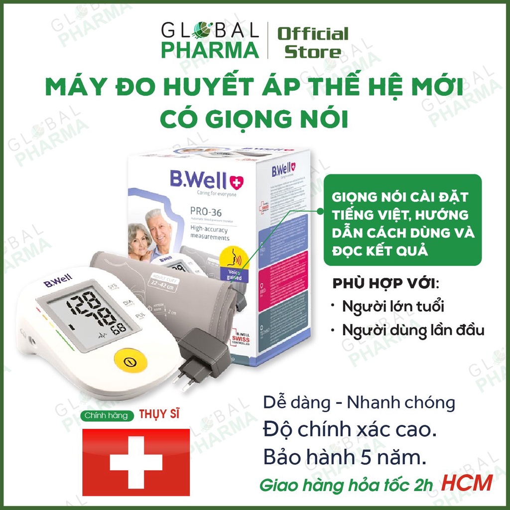 [THỤY SĨ - BẢO HÀNH 5 NĂM] Máy đo huyết áp bắp tay tự động B.WELL Pro-33/Pro-35/Pro -36/Med-53