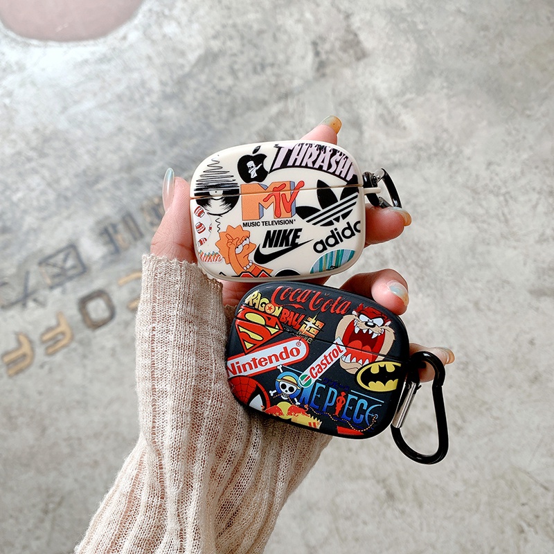 Vỏ bảo vệ hộp sạc tai nghe Airpods 1 2 3 Pro Bluetooth không dây chất liệu silicon in logo NIKE thời trang kèm móc khóa
