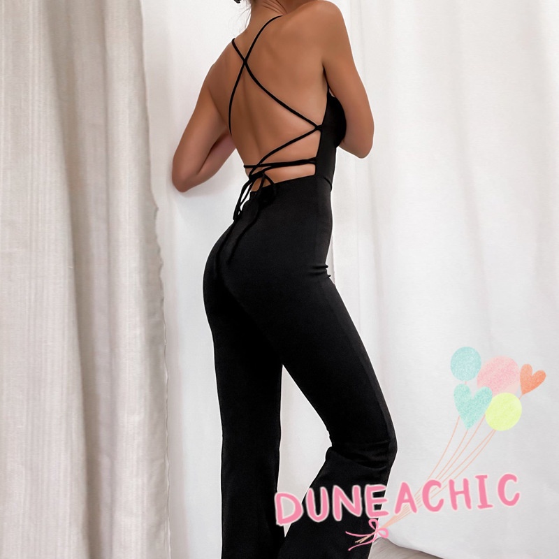 Áo liền quần Hai Dây Màu Trơn Hở Lưng Gợi Cảm Cho Nữ