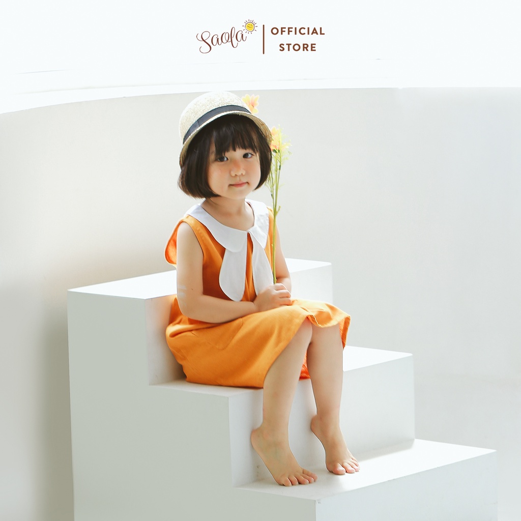 Váy Cho Bé Gái SAOLA KIDS Cổ Phối Nơ Cho Trẻ Em 1,2,3,4,5,6 tuổi - DRL016