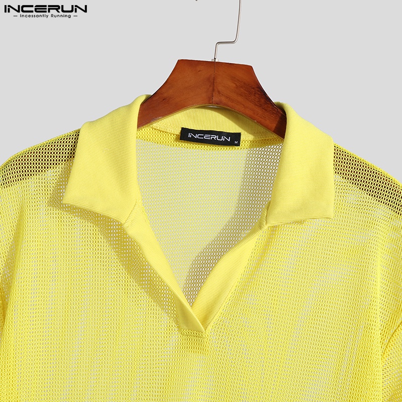 Áo thun INCERUN cổ polo tay ngắn thời trang năng động sành điệu cho nam 3 màu tùy chọn