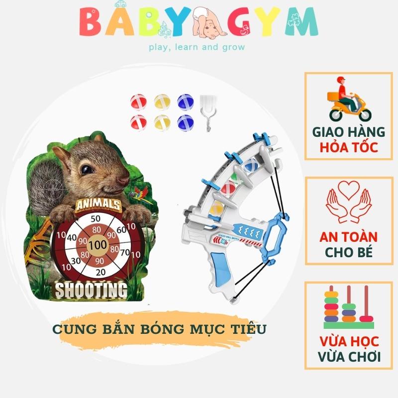 Cung bắn bóng dính mục tiêu cho bé kèm 6 bóng và móc treo BABYGYM đồ chơi vận động an toàn