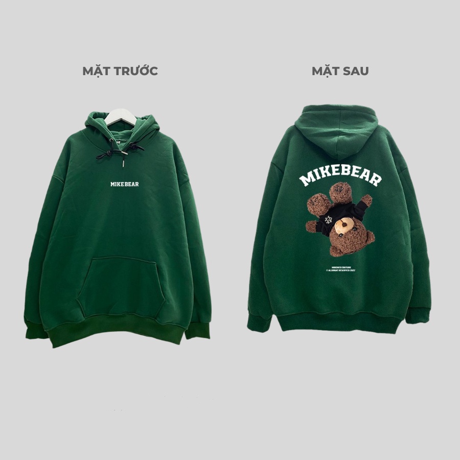 Áo hoodie MikeBear gấu ngược in trước sau BIGOMALL - Áo nỉ mũ nam nữ uinsex chất nỉ cotton dày dăn