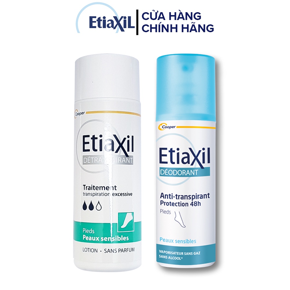 Combo Khử Mùi, Ngăn Ngừa Mồ Hôi Tay, Chân Da Nhạy Cảm Etiaxil 100ml x 2