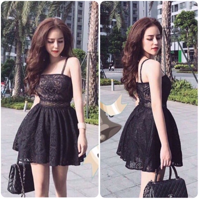 ĐẦM DÂY XOÈ REN CÚP NGỰC