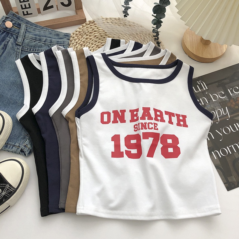 Áo Tank Top Sát Nách Cổ Tròn Hoạ Tiết Chữ In