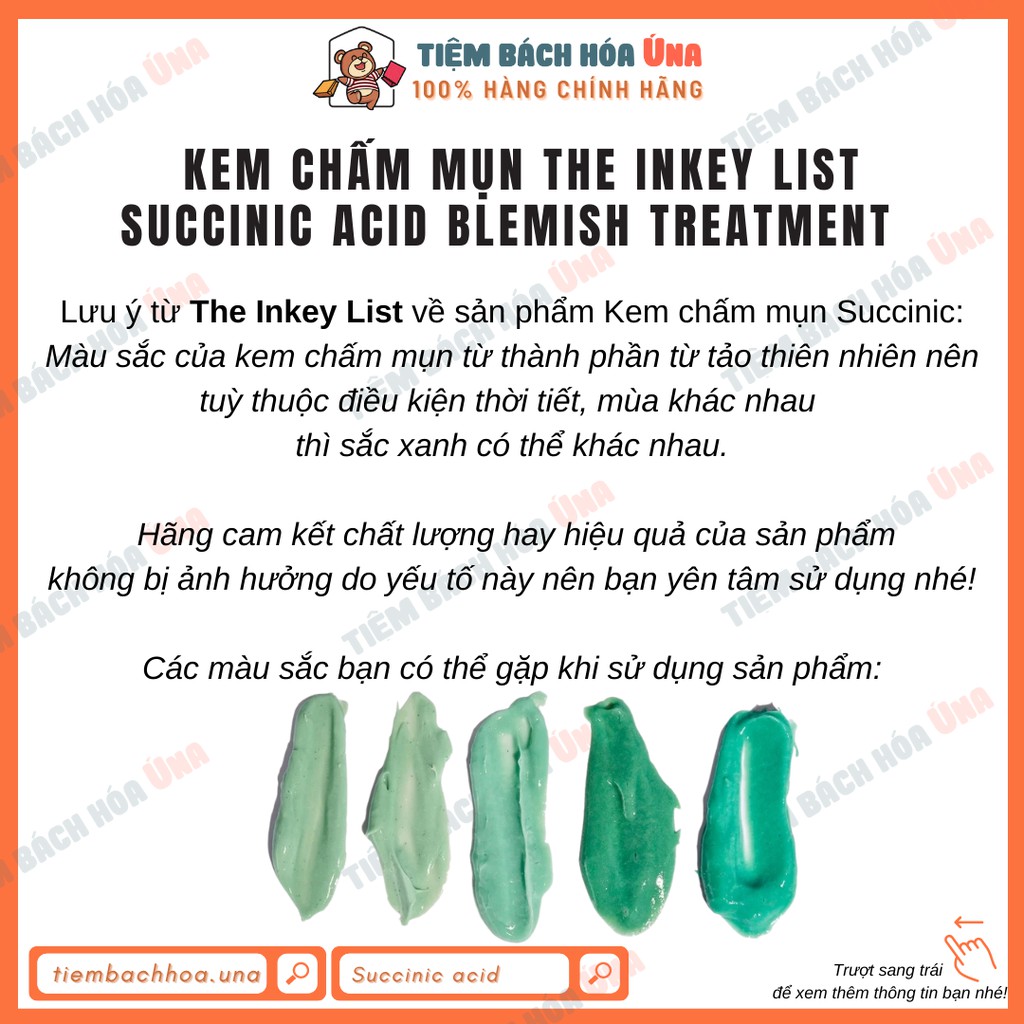 [New] Kem bôi lên mụn The inkey list SUCCINIC ACID và MANDELIC ACID acne treatment 15ml