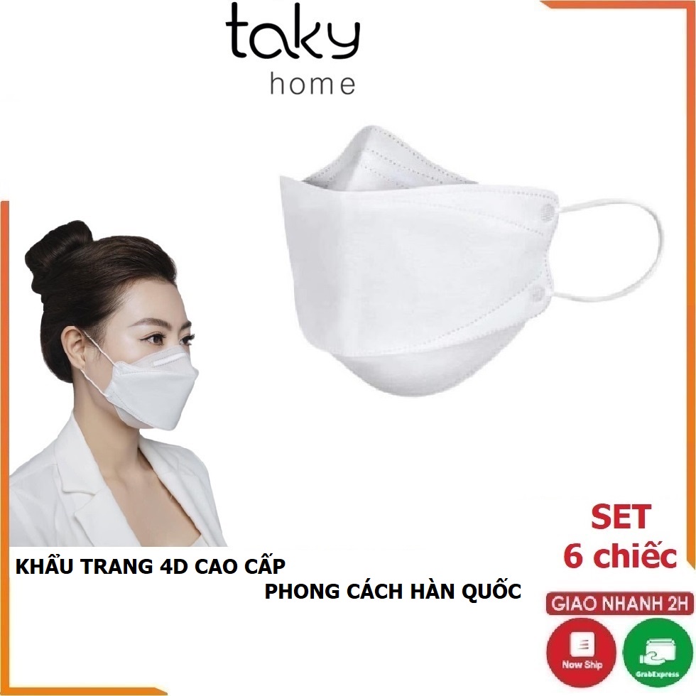 Set 6 Khẩu Trang 4D - YOKI Cao Cấp 4 Lớp, Kháng Khuẩn, Chống Bụi, Ôm Sát Mặt, Không Lem Son Của Chị Em. TakyHome 7799