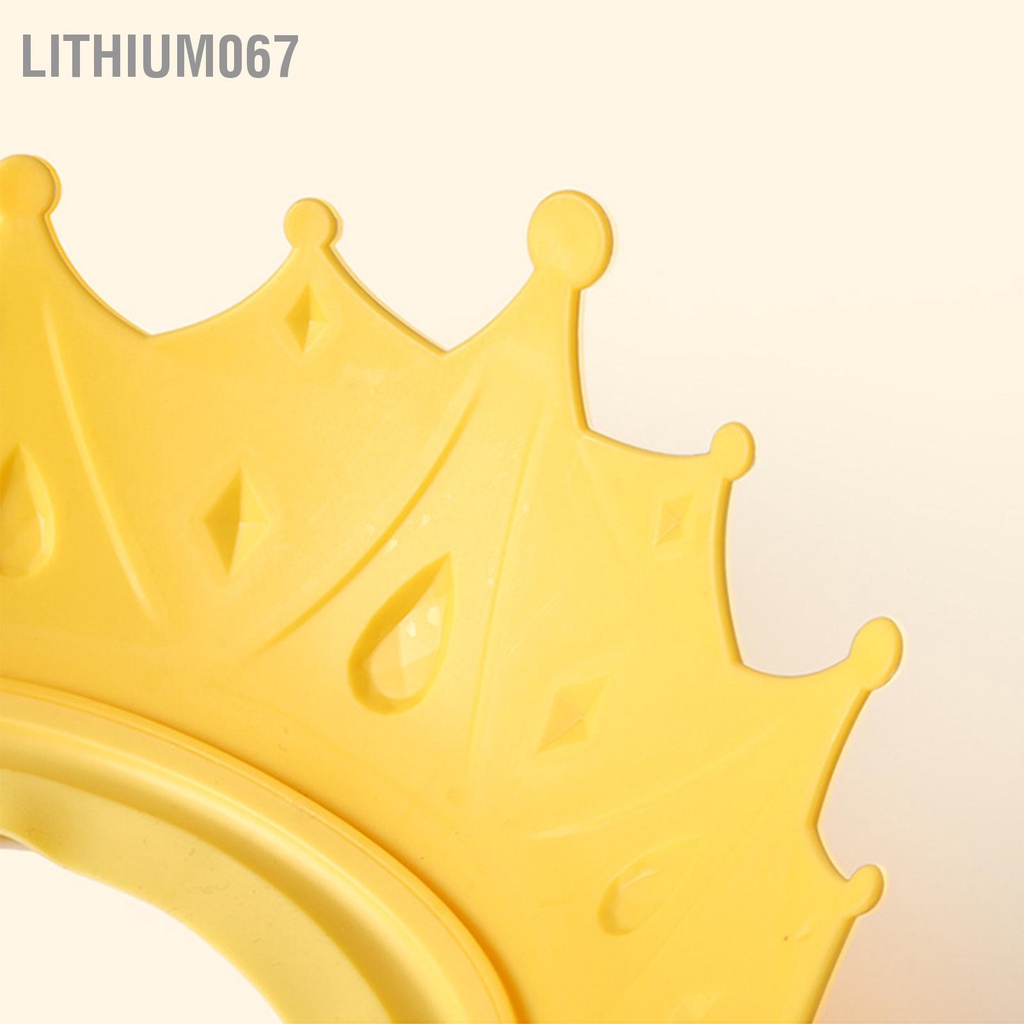Lithium067 Mũ tắm dành cho trẻ em bảo vệ tai bằng silicon có hình dạng vương miện Bảo thể điều chỉnh được mũ giặt tóc không thấm nước mới biết đi