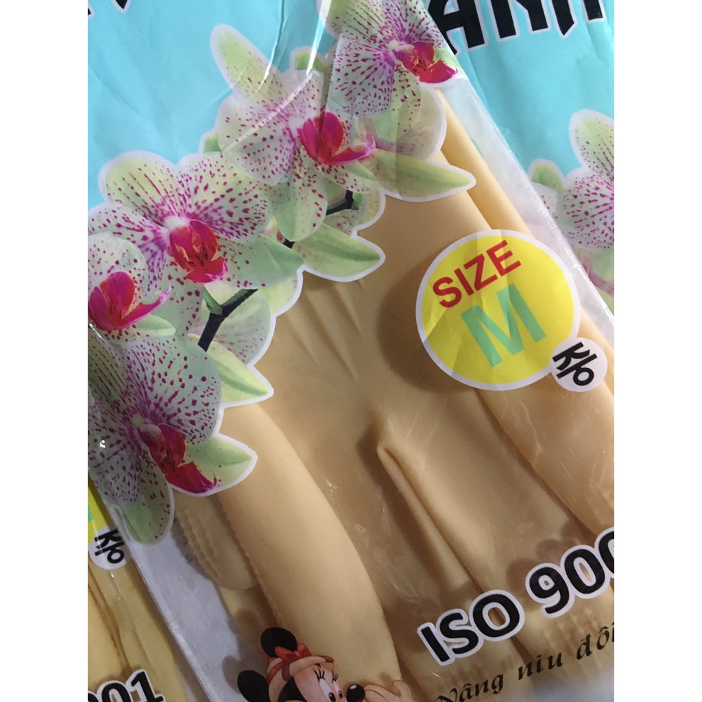 Găng tay cao su Hợp Thành dài 38cm size M, L, XL, găng tay rửa chén rửa bát, bao tay cao su rửa chén