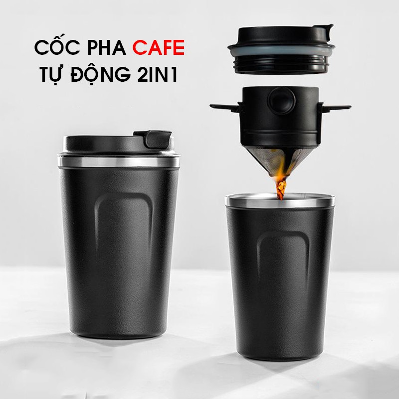 Cốc pha Cà phê giữ nhiệt 2in1 [CÓ LÕI LỌC CAFE]