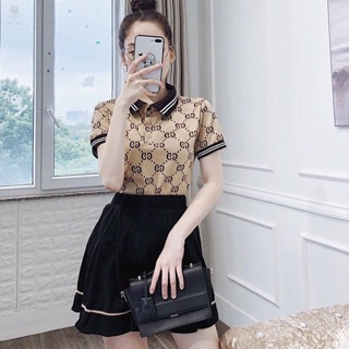 Sét áo phông có cổ phối chân váy