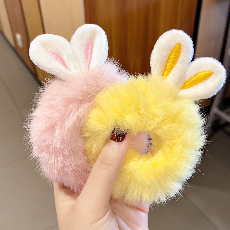 Cột tóc vải nhung scrunchies nhiều màu dây buộc tóc scrunchies hình thỏ
