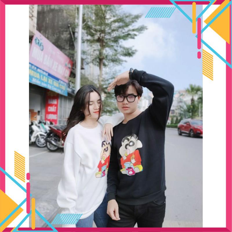 (HOT) Áo nỉ Sweater hoạt hình shin form suông rông unisex cổ tròn, chất nỉ bông siêu ấm, cậu bé bút chì - độc đẹp