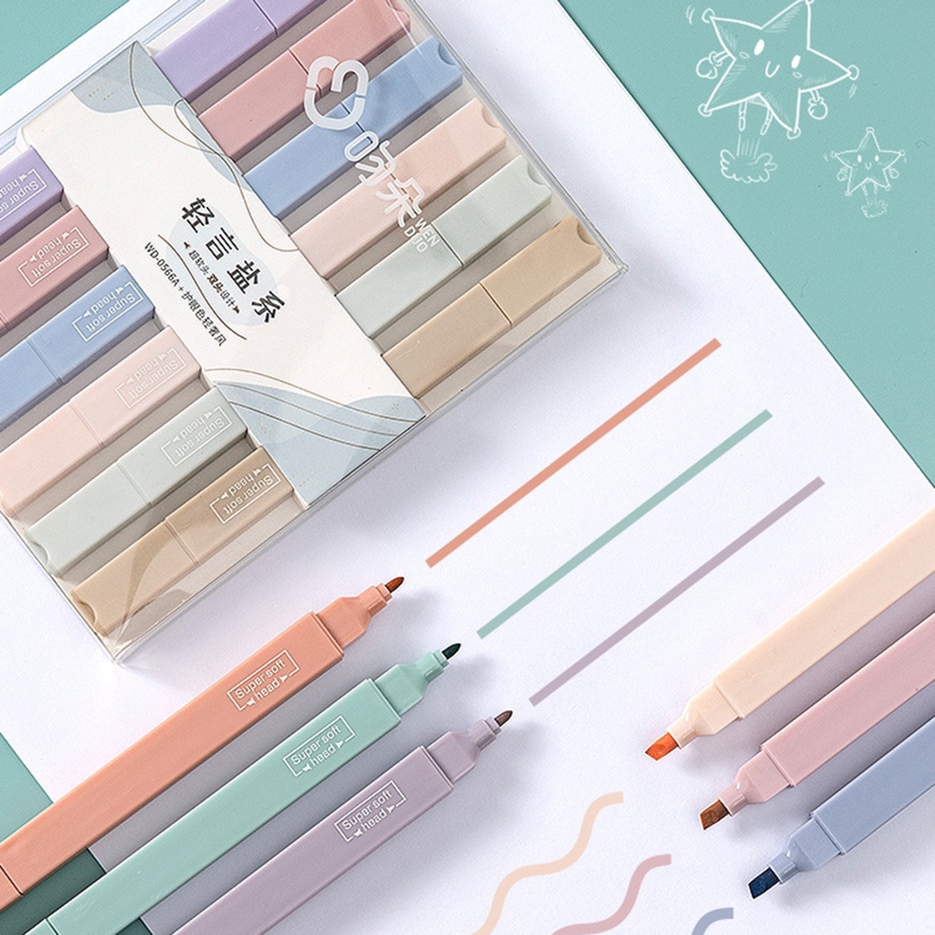 Bút highlight pastel bút đánh dấu nhớ dòng morandi trang trí sổ bullet journal văn phòng phẩm