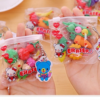 Tẩy bút chì 4c đựng trong túi, đồ dùng học tập dễ thương gôm tẩy cute giá rẻ làm quà tặng học sinh văn phòng phẩm