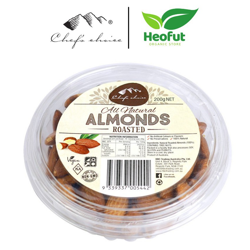 Hạt hạnh nhân Chef's Choice hữu cơ dinh dưỡng hạnh nhân organic nhập khẩu Úc Heofut