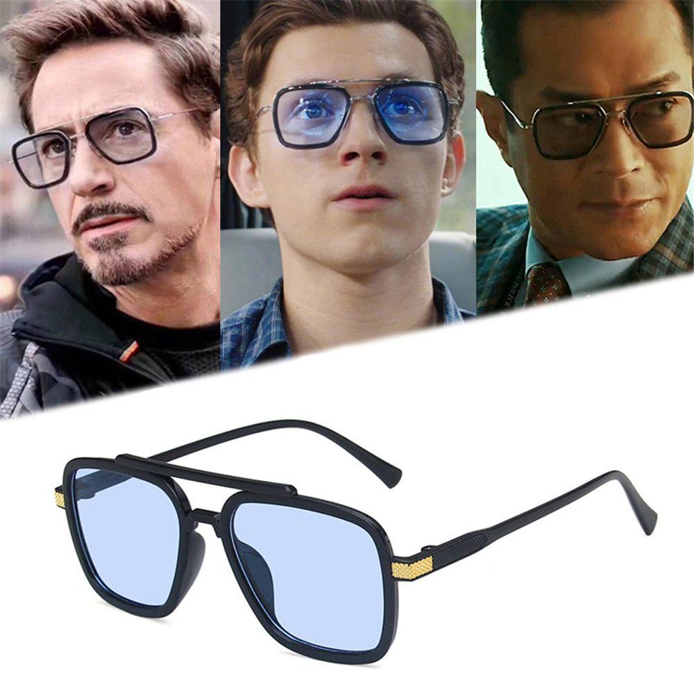 Keene tony stark kính râm kính râm cổ điển kính mắt vuông spider-man kính chống nắng