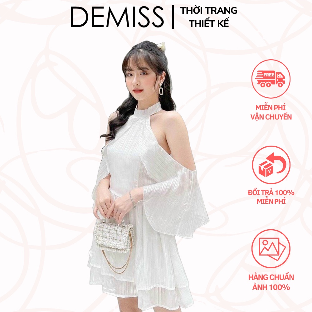 Đầm Trắng Cổ Yếm 💖DEMISS💖 Váy Trắng Tay Rớt Xòe Phồng Dạo Phố, Dự Tiệc Xinh Hết Nấc - V-Trắng-287