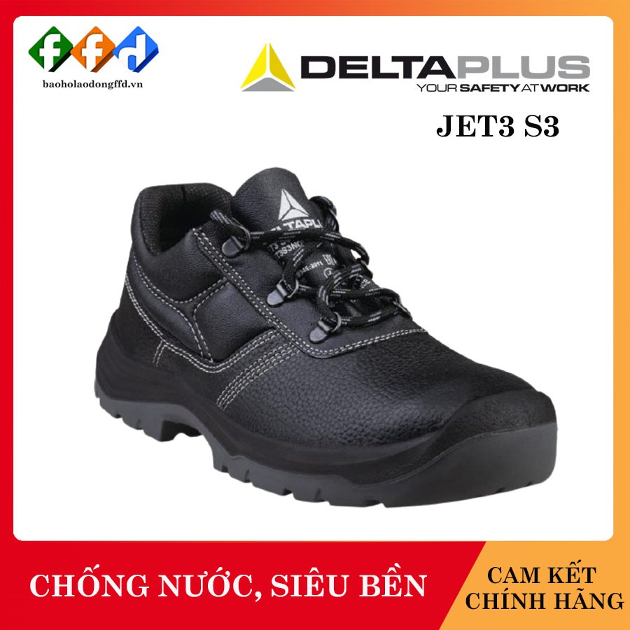 Giày bảo hộ Pháp DELTAPLUS JET3 S3 chính hãng, giá rẻ, Bền bỉ, chống va đập, dầu nhớt [FFD]