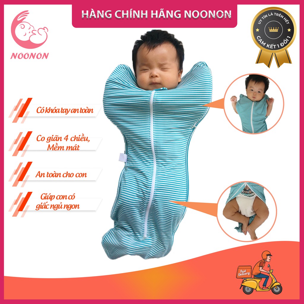 Nhộng Ngủ𝑭𝑹𝑬𝑬𝑺𝑯𝑰𝑷  Nhộng NOONON có khóa Tay -Túi Ngủ Cho Bé Từ 2 Tháng Tới 6 Tháng – NCXẢ KHO]