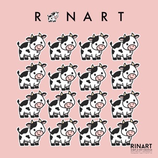 Sticker dán bò sữa Rinart siêu dễ thương siêu béo, dán trang trí mũ bảo hiểm, vali, xe, guitar, ván trượt