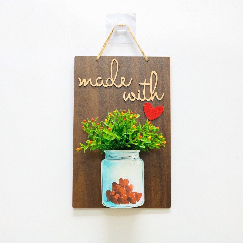 Bảng gỗ treo tường, trang trí nhà cửa Be happy, Love, Made with love, Better togerther