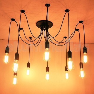 BỘ ĐÈN CHÙM THẢ TRẦN TRANG TRÍ KIỂU CHÂN NHỆN MỀM 12 ĐUI - KÈM BÓNG LED EDISON GIỐNG HÌNH