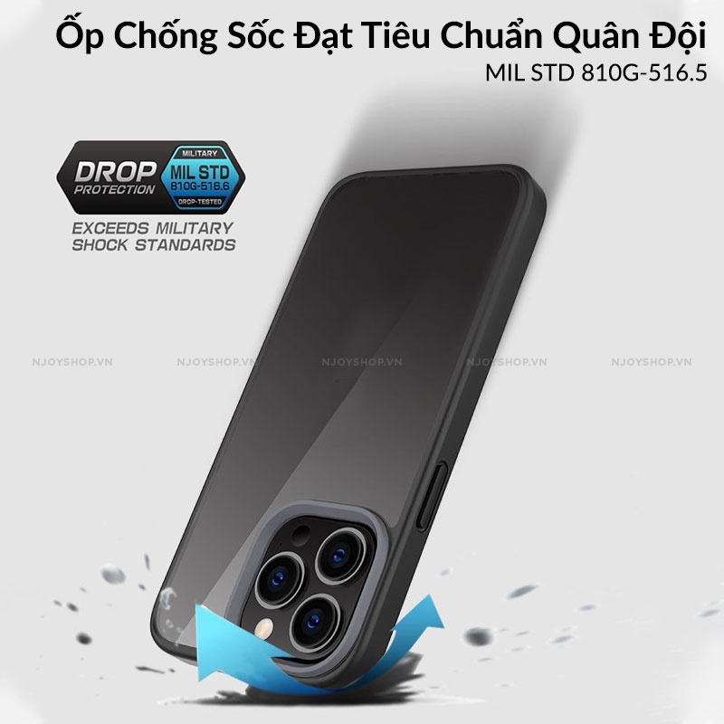 Ốp Lưng Trong Suốt Viền Màu Likgus Clear Shield Series Phím Bấm Nổi Chống Ố Vàng Ip 13 Pro Max Njoyshop
