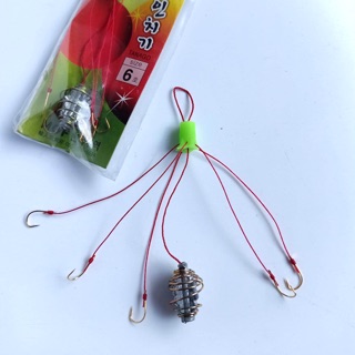 combo bộ 5 Lưỡi Câu Chùm Lò So Có Chì Câu Cá Chép,mè dinh,rô phi,cá he