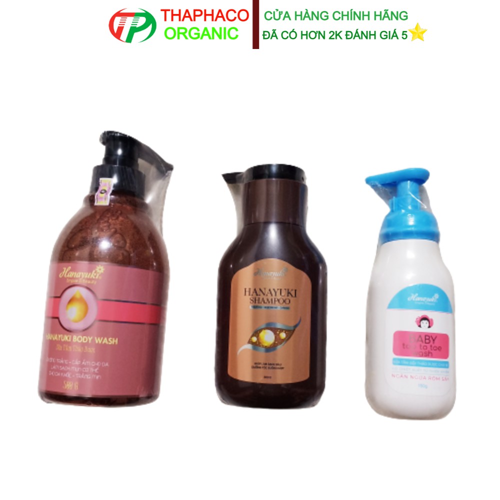 Combo Sữa Tắm Hanayuki Body Wash - Dầu Gội Hanayuki Shampoo - Sữa Tắm Gội Thảo Dược Cho Bé Hanayuki