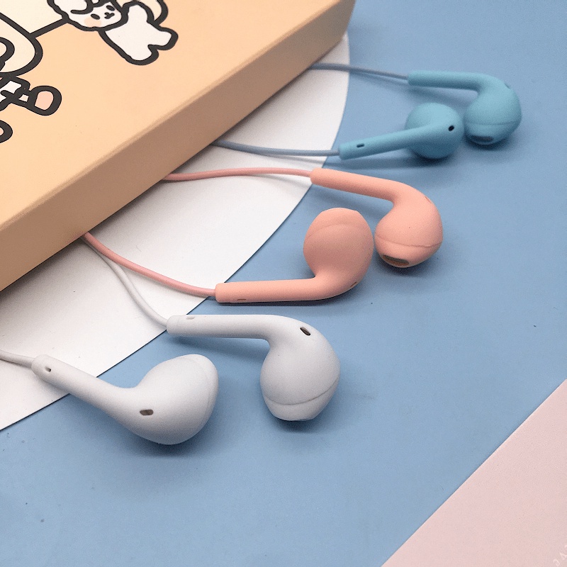 Tai Nghe Nhét Tai Có Dây Màu Hồng Dễ Thương Chất Lượng Cao Cho Oppo Xiaomi Vivo