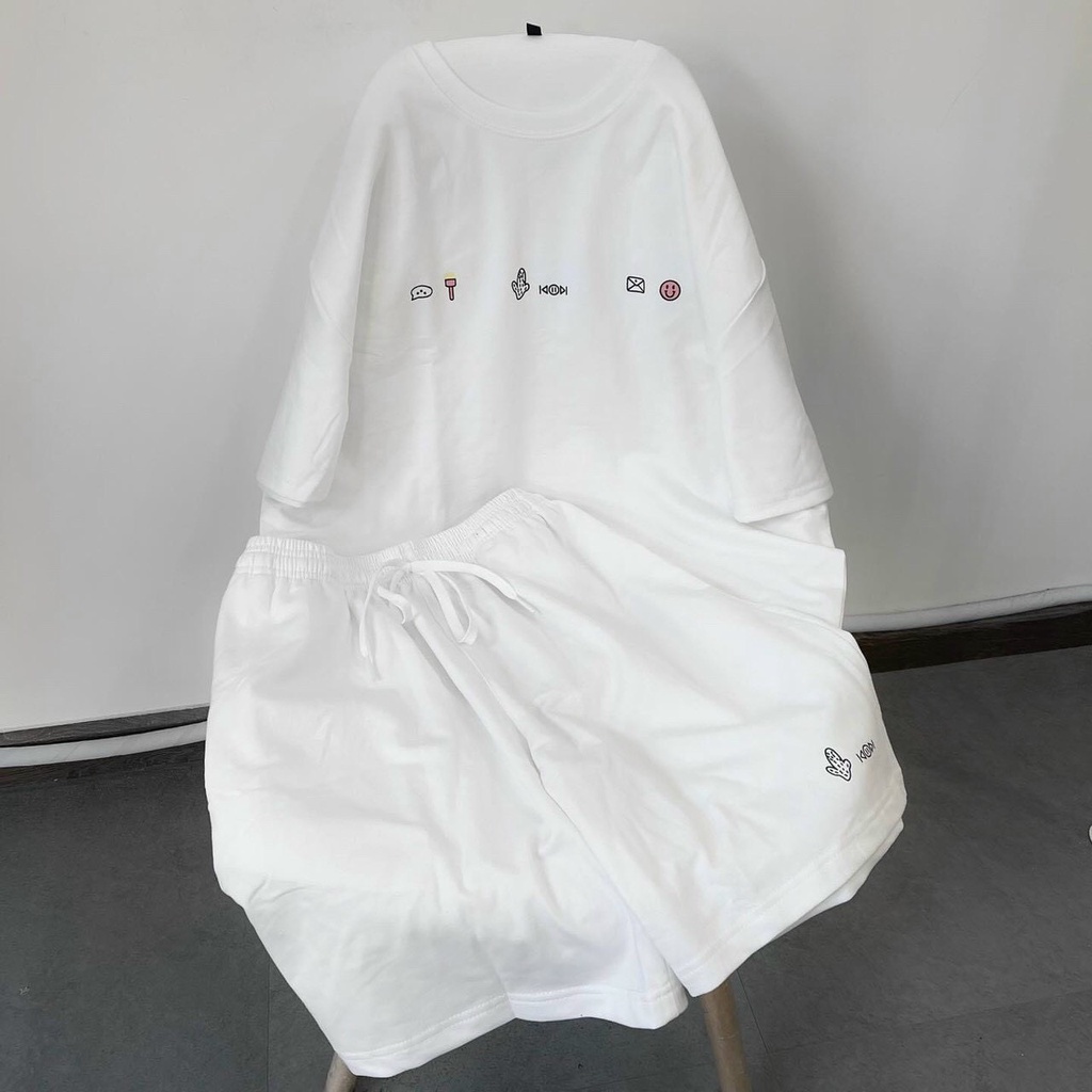 Bộ mặc nhà in họa tiết đơn giản Free size 45- 68Kg chất thun cotton co giãn dày mịn thoáng mát